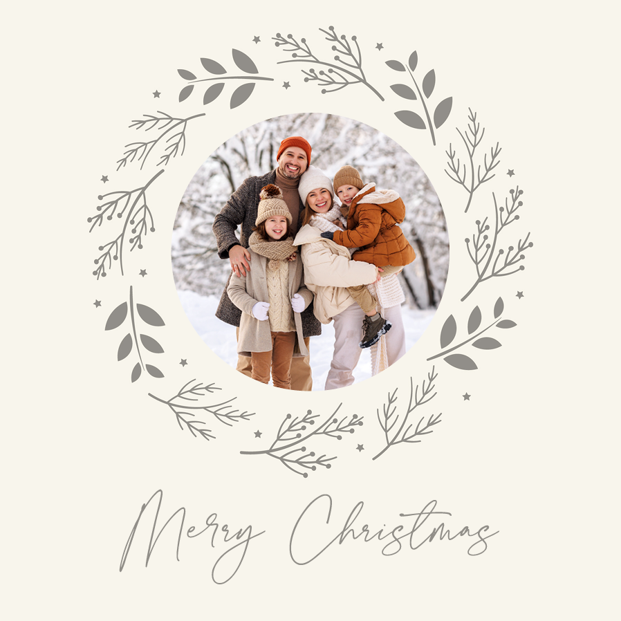 Cards — Winter wreath frame - cream