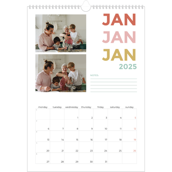 A3 Photo Calendar — Colourful type