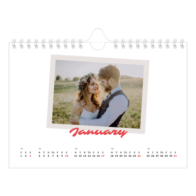 A5 Landscape Photo Calendar — Signed in crimson [January]