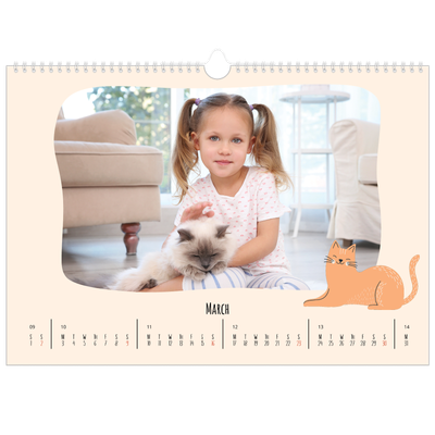 A3 Photo Calendar — Cat paws and doodles [March]