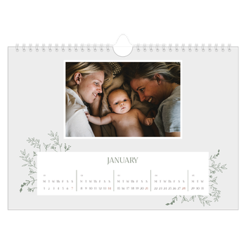 A4 Landscape Photo Calendar — Hand drawn flowers