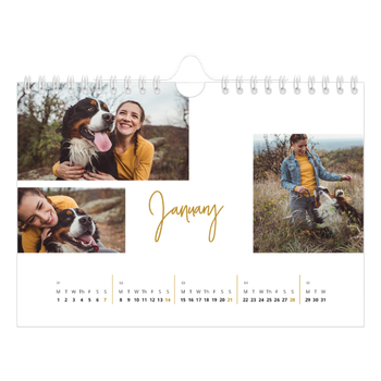 A5 Landscape Photo Calendar — Gold marker pen
