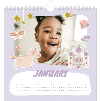 Square Photo Calendar — Rainbow unicorn