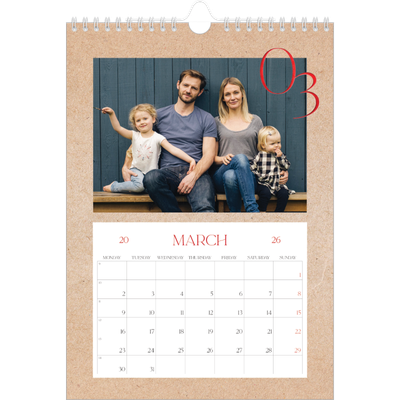 A4 Photo Calendar — Pops of red [March]