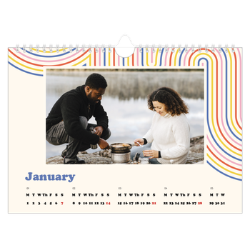 A4 Landscape Photo Calendar — Retro stripes