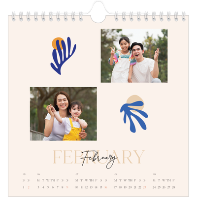 Square calendars  — Minimalist coral [February]