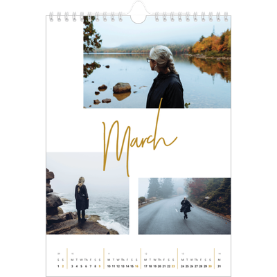 A4 Photo Calendar — Gold marker pen [March]