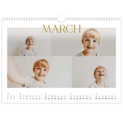 A3 Photo Calendar — Big gold text [March]
