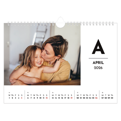 A4 Landscape Photo Calendar — Letter spotlight [April]