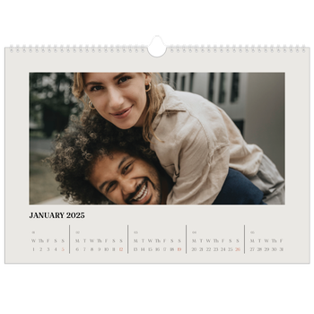 A3 Landscape Photo Calendar — Simple ivory