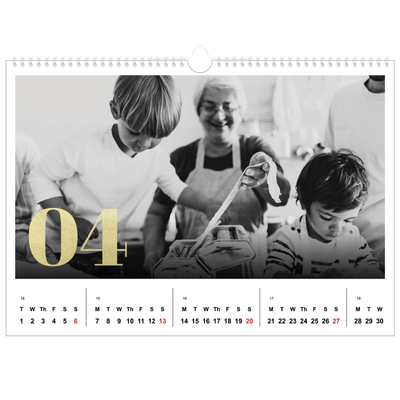 A3 Photo Calendar — Large glitter numbers [April]