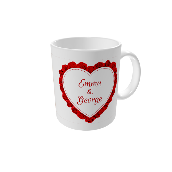 Personalised mugs — Red rose heart