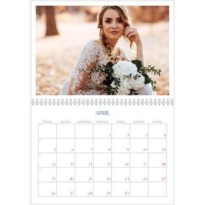 A4 Double Photo Calendar — Cobalt classic [April]