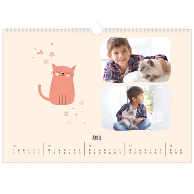 A3 Photo Calendar — Cat paws and doodles [April]