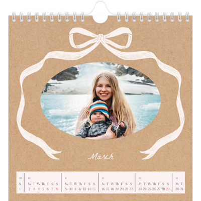 Square calendars  — Kraft and bow [March]