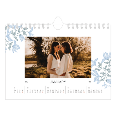 A5 Landscape Photo Calendar — Elegant floral [January]