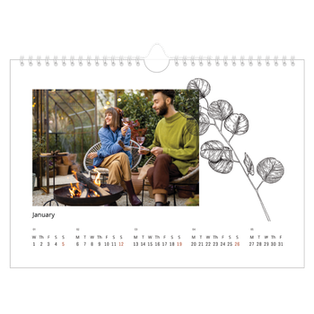 A4 Landscape Photo Calendar — Flower drawings