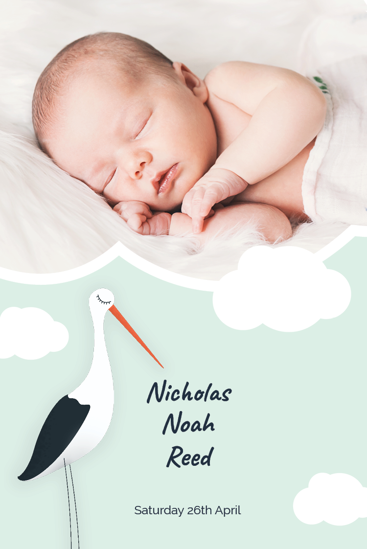 Invitations — Stork and clouds