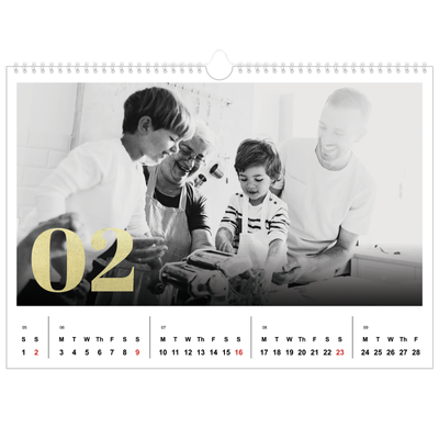A3 Photo Calendar — Large glitter numbers [February]