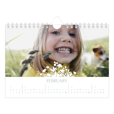 A5 Landscape Photo Calendar — Flower motif [February]