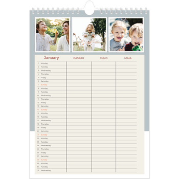 A4 Photo Calendar — Earthy frames Planner - Family of 3