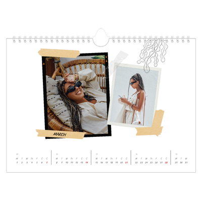 A4 Landscape Photo Calendar — Scrapbook flair [March]