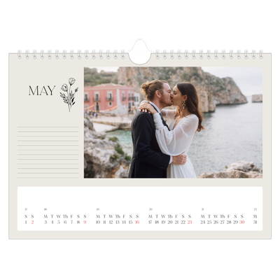 A4 Landscape Photo Calendar — Initials in bloom [May]