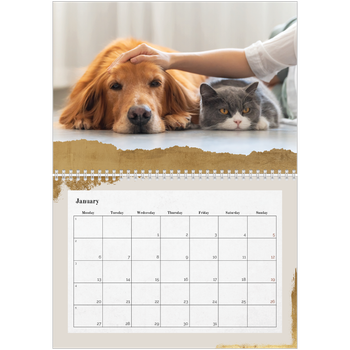 A4 Double Photo Calendar — Gold leaf
