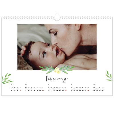 A3 Photo Calendar — Flower illustrations [February]