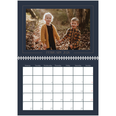 A4 Double Photo Calendar — Prussian blue [February]
