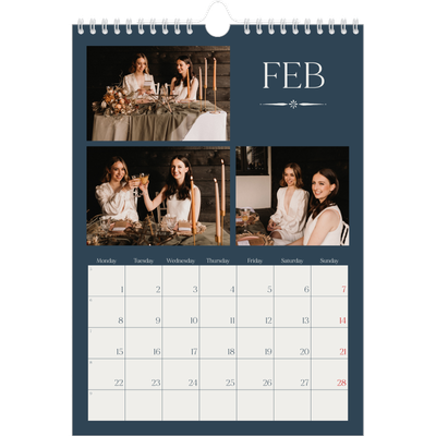 A4 Photo Calendar — Slate and serifs [February]