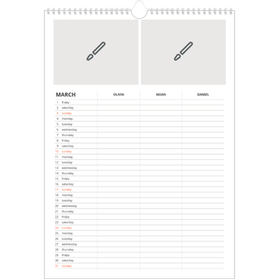 A3 Family Planner — Design your own product - Family of 3 [March]