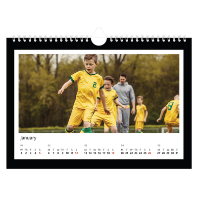 A4 Landscape Photo Calendar — Black frame [January]