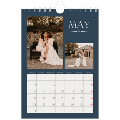 A5 Photo Calendar — Slate and serifs [May]