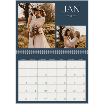 A4 Double Photo Calendar — Slate and serifs
