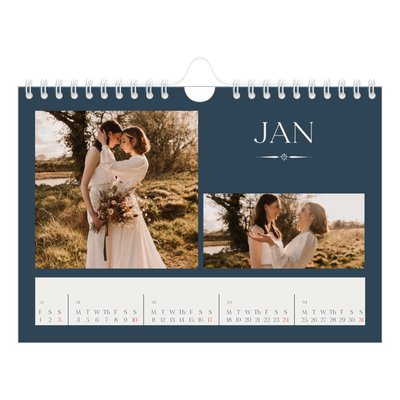A5 Landscape Photo Calendar — Slate and serifs [January]