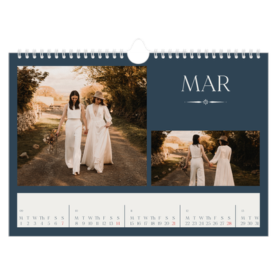 A4 Landscape Photo Calendar — Slate and serifs [March]