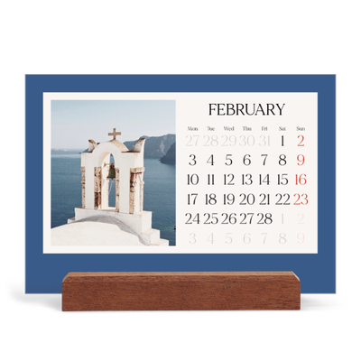 Easel Desk Calendar Landscape  — Classic colours [February]