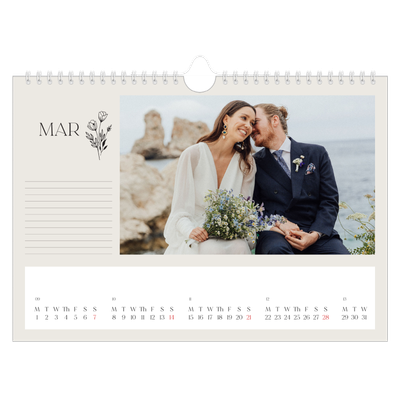 A4 Landscape Photo Calendar — Initials in bloom [March]