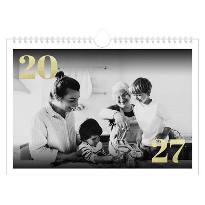 A4 Landscape Photo Calendar — Large glitter numbers [cover]