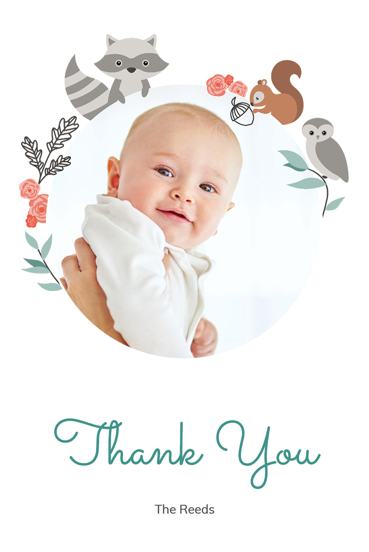 Thank you cards — Forest animals garland