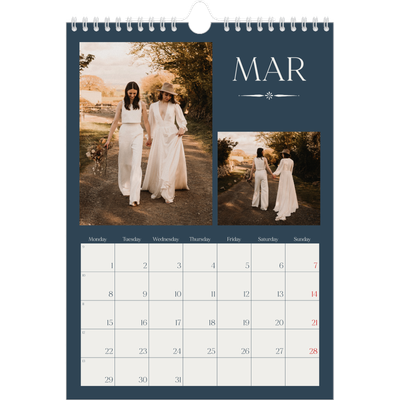 A4 Photo Calendar — Slate and serifs [March]