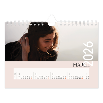A5 Landscape Photo Calendar — Overlapping text [March]