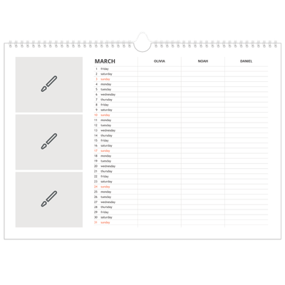 Family Planners A3 Landscape — Design your own product - Family of 3 [March]
