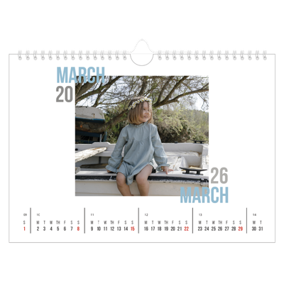 A4 Landscape Photo Calendar — Couple type [March]