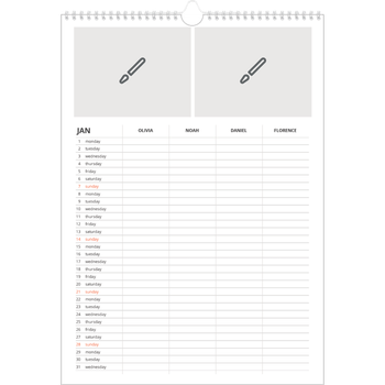A3 Photo Calendar — Design your own product - Family of 4