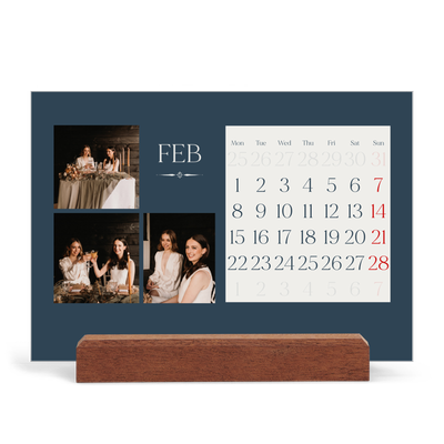 Easel Desk Calendar Landscape  — Slate and serifs [February]