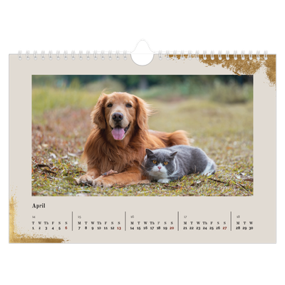 A4 Landscape Photo Calendar — Classic Gold [April]