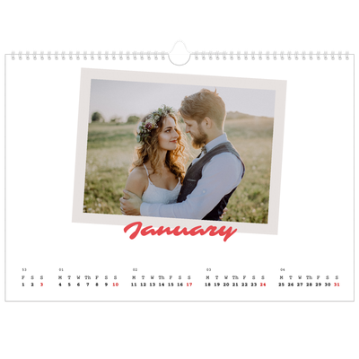 A3 Photo Calendar — Signed in crimson [January]