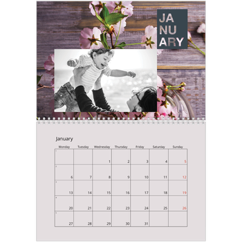 A4 Double Photo Calendar — Block date